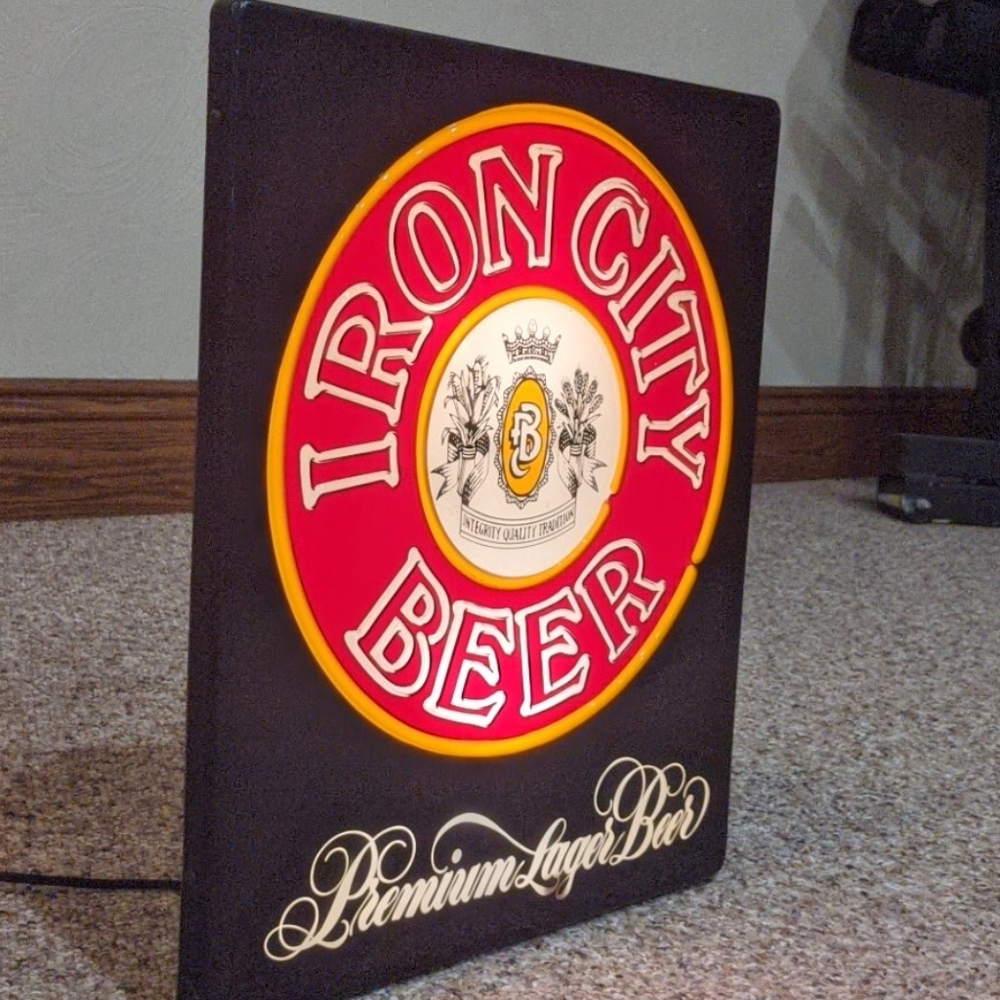 Iron City lighted sign